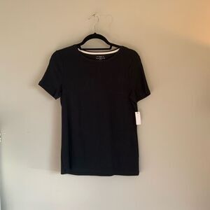 Talbots PETITE Medium Classic Black Women's Cotton Short Sleeved Top NWT